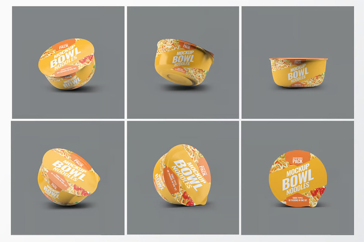 Instant Food Packages Mock-Up Bundle, a Packaging Mockup by DesignRushMarket (Photo 2 of 9)