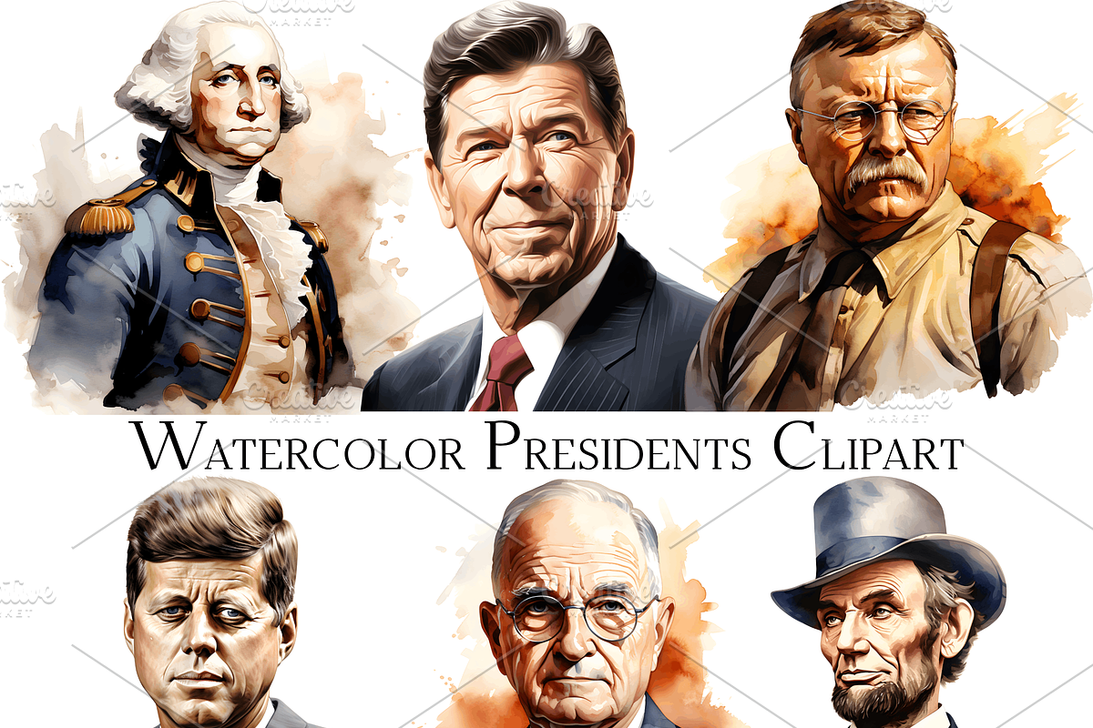 Watercolor Presidents Clipart, an Object Graphic by ArtisticTimberStudio (Photo 1 of 2)