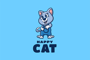 Happy Cat Cartoon Logo, a Branding & Logo Template by Gumrega Studio
