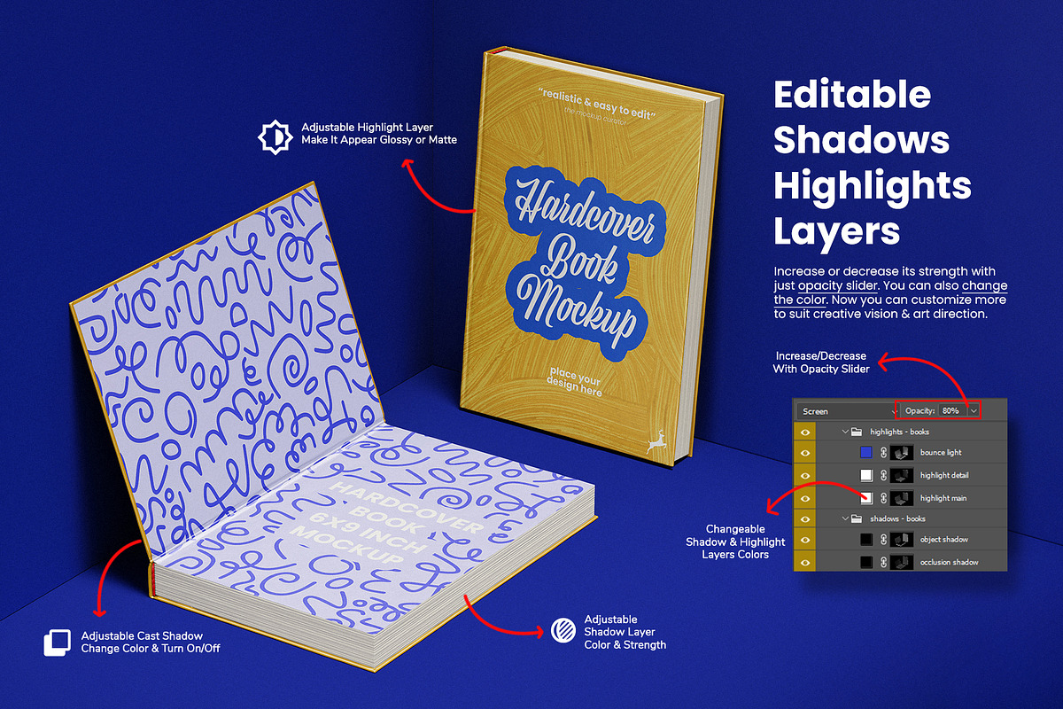 Hardback Book Cover PSD Mockup Set, a Books & Magazine Mockup by Remnand Studio (Photo 5 of 9)