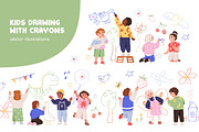 Cute kids drawing on wall set, a Person Illustration by Good Studio (Thumbnail 1 of 8)
