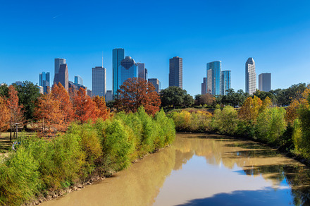 Houston skyline at sunny autumn day, an Architecture Photo by Lucky Photographer