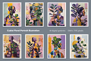 Cubist Floral Portrait Illustration, a Decorative Illustration by Housui Patterns (Thumbnail 4 of 17)