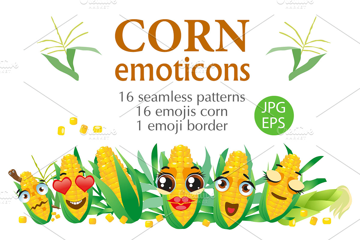 Corn emoticons, a Decorative Illustration by Watercolor fantasy (Photo 1 of 5)