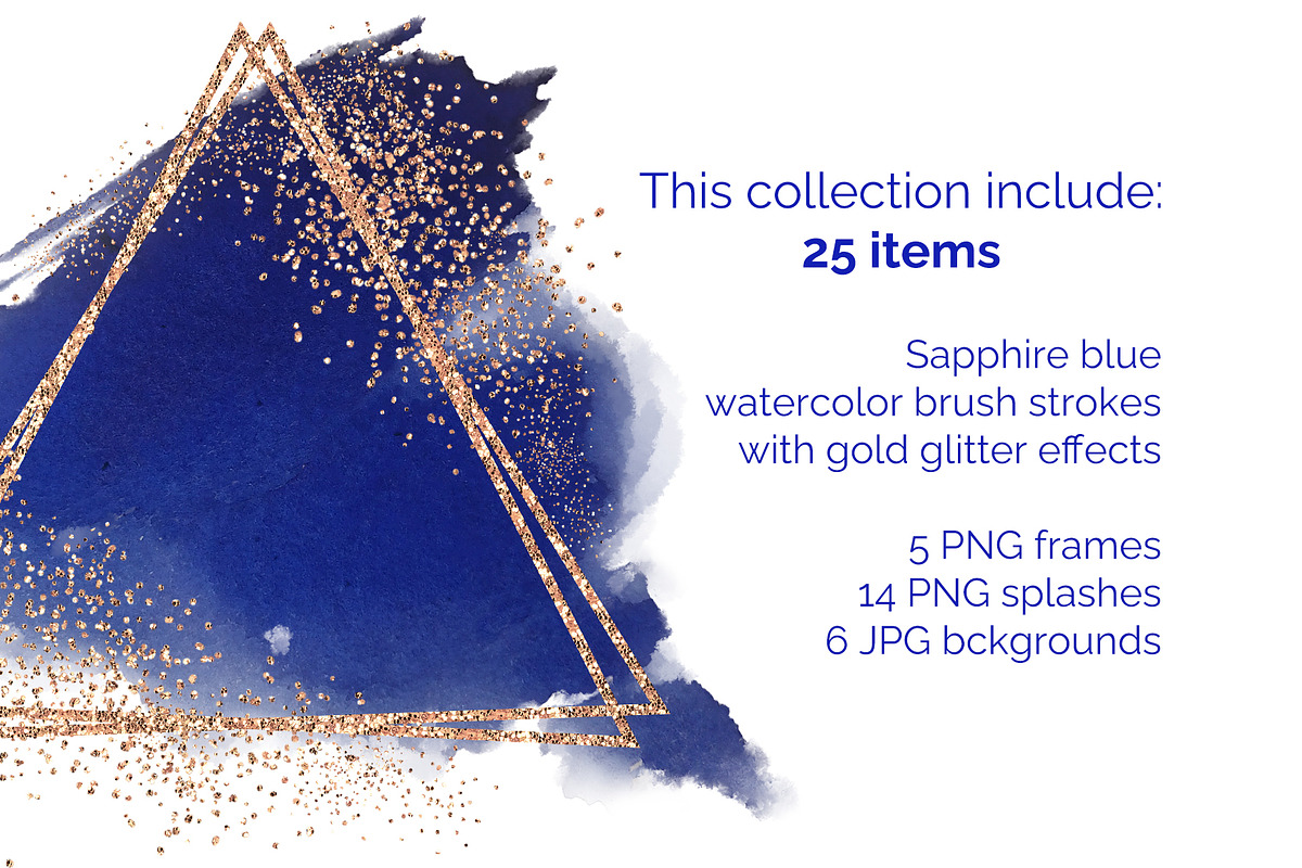 Sapphire & Gold abstract clipart, a Texture Graphic by My Wondercolor (Photo 3 of 7)