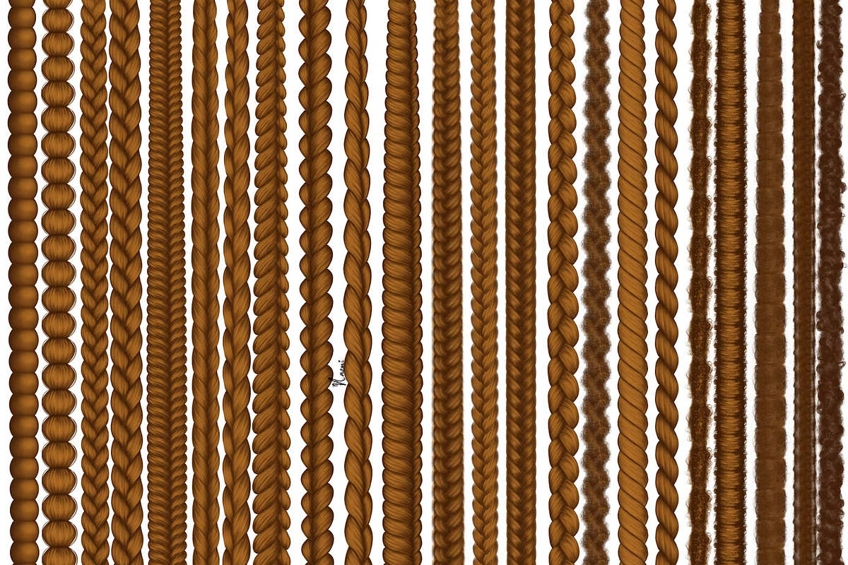 Braid and Curl Brushes for Procreate, a Brush Add-On by NaomiArts (Photo 4 of 7)