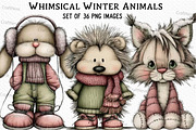 Whimsical Winter Animals Clipart, an Illustration by Craft Nest (Thumbnail 1 of 6)