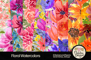 Floral Watercolors Backgrounds, a Texture Graphic by Clikchic Designs