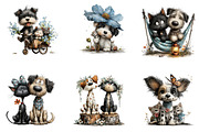 Whimsical Dog Cat Flower Clipart, a Seasonal Illustration by CreationArt (Thumbnail 2 of 5)