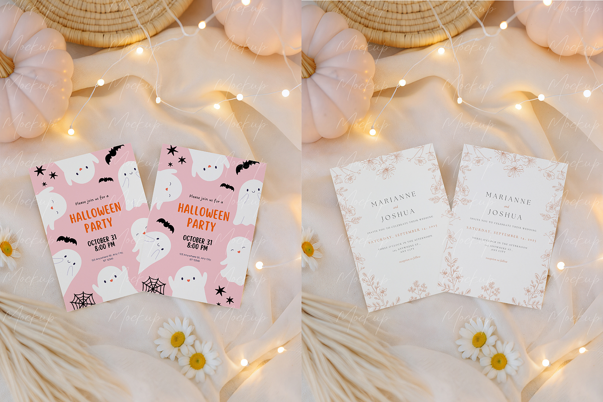 Autumn 2 Cards Mockup Daisy, a Product Mockup by TatiMockup (Photo 3 of 3)