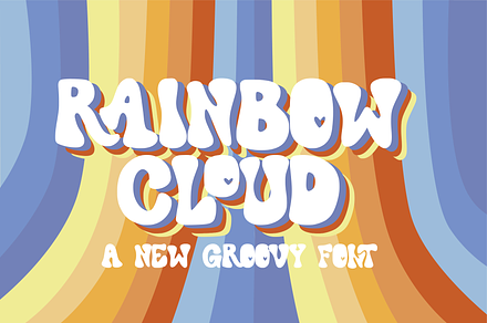 rainbow cloud - a groovy retro font