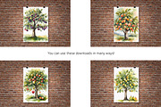 Watercolor Trees, Fruit Trees, Set 1, a Decorative Illustration by Kat's Artful Creations (Thumbnail 2 of 9)