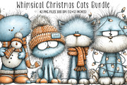 Whimsical Christmas Cats Clipart, an Illustration by SinaCreation (Thumbnail 1 of 7)