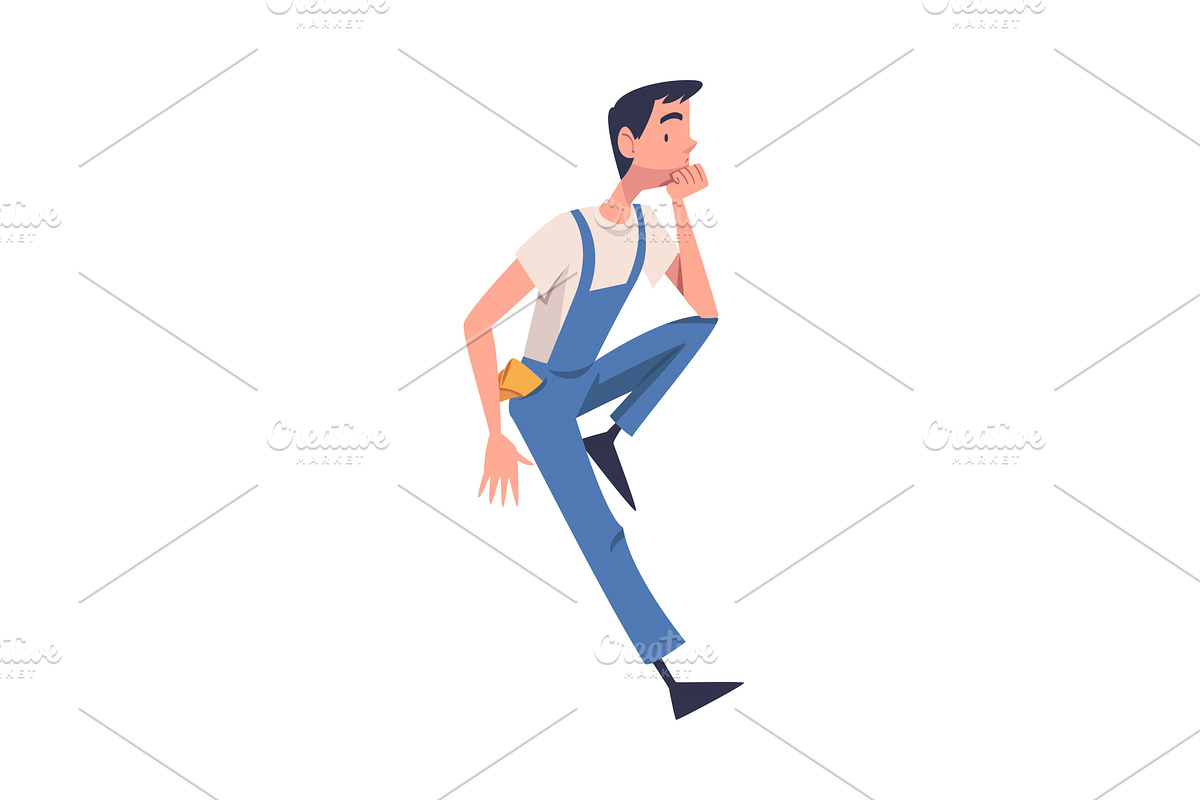 Man Construction Worker Character, a Person Illustration by TopVectors