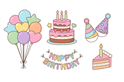 Birthday party elements and icons, an Object Illustration by Cmeree (Thumbnail 2 of 3)