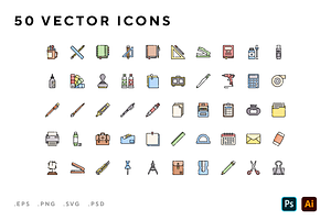 Stationery icons, an Outline Icon by Wencory