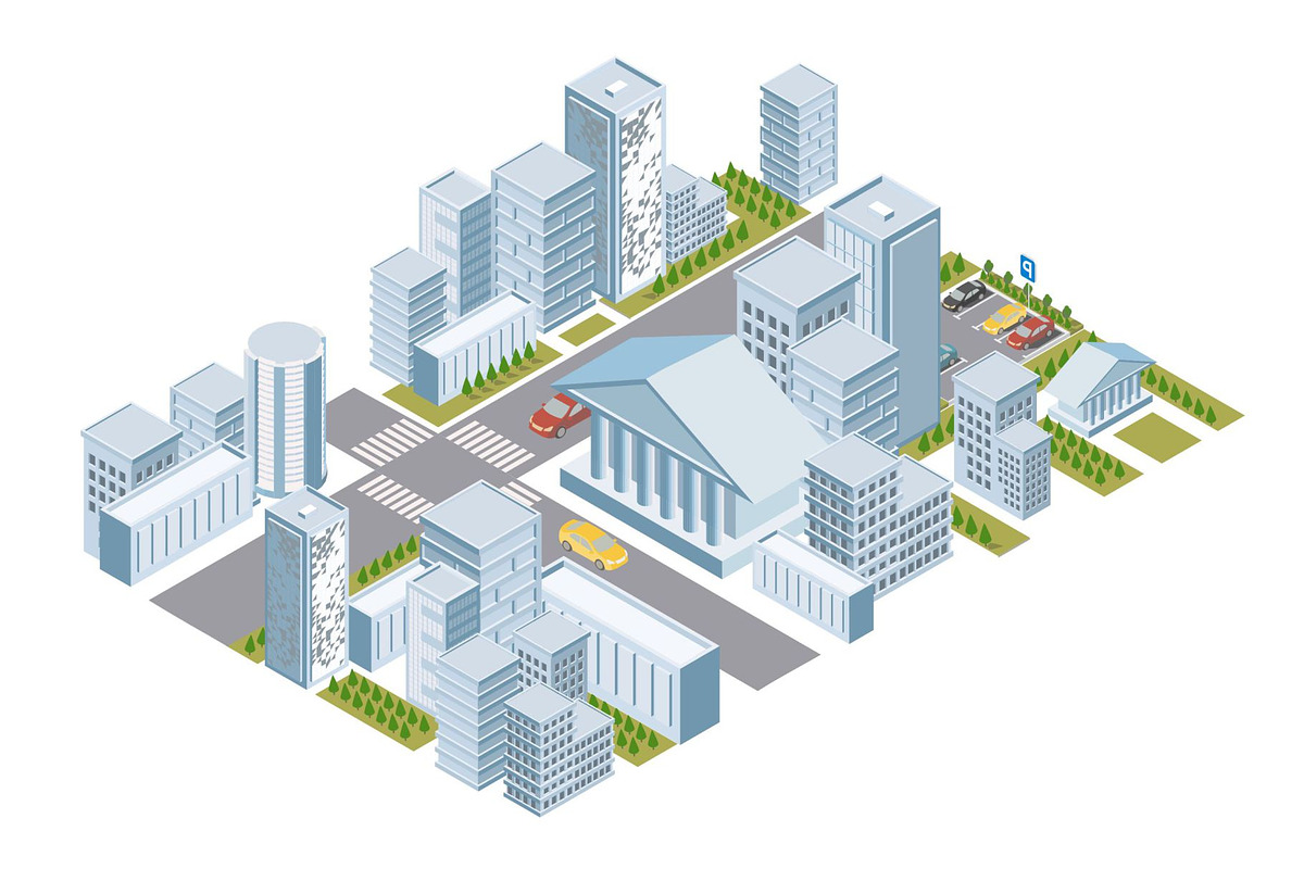 flat isometric city set, an Object Graphic by Mary P (Photo 1 of 4)