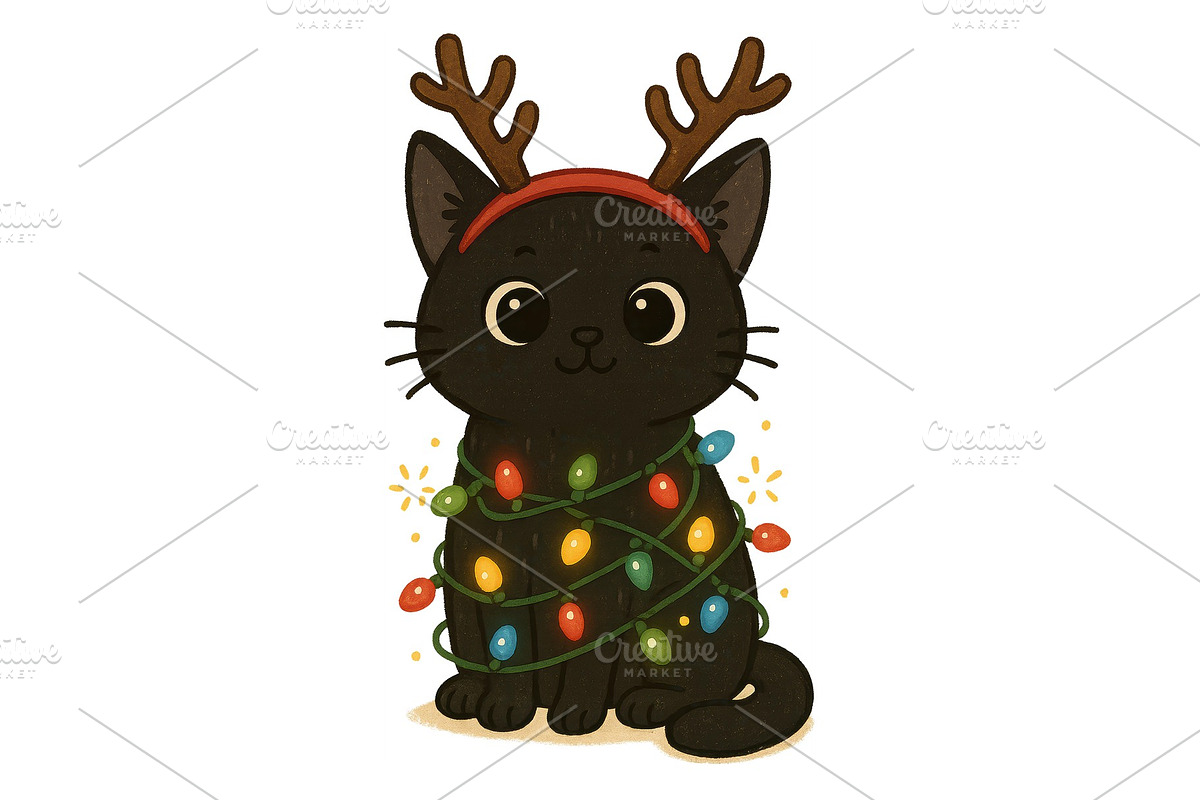 Cute Black Cat Christmas Wall Art, a Background Graphic by LaseredNinja (Photo 1 of 7)