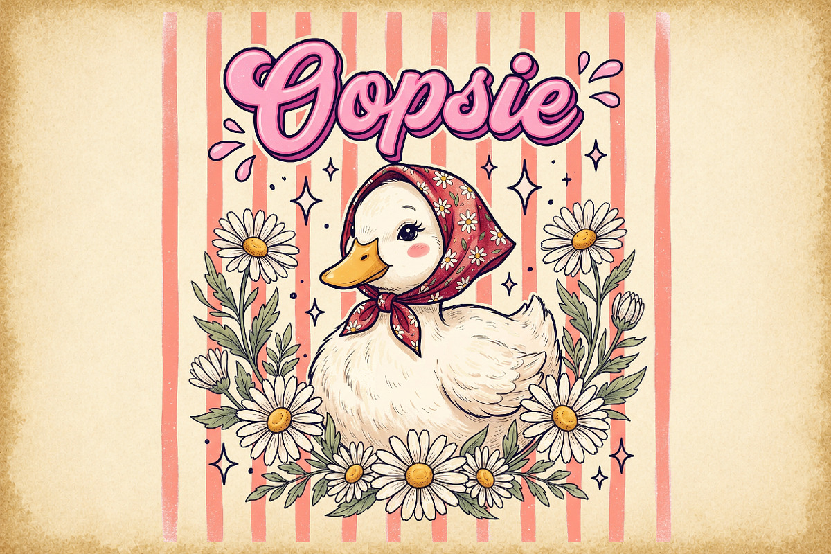 Cute Duck Daisy Vintage PNG, a Work Illustration by Sublimation Artist (Photo 1 of 9)