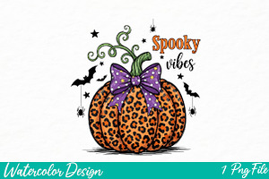 Spooky Vibes Png, Glitter Leopard, an Illustration by Watercolor design