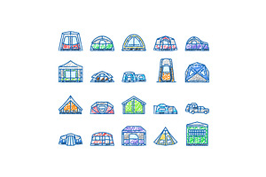 tent vacation travel tourism icons, an Object Illustration by pikepicture
