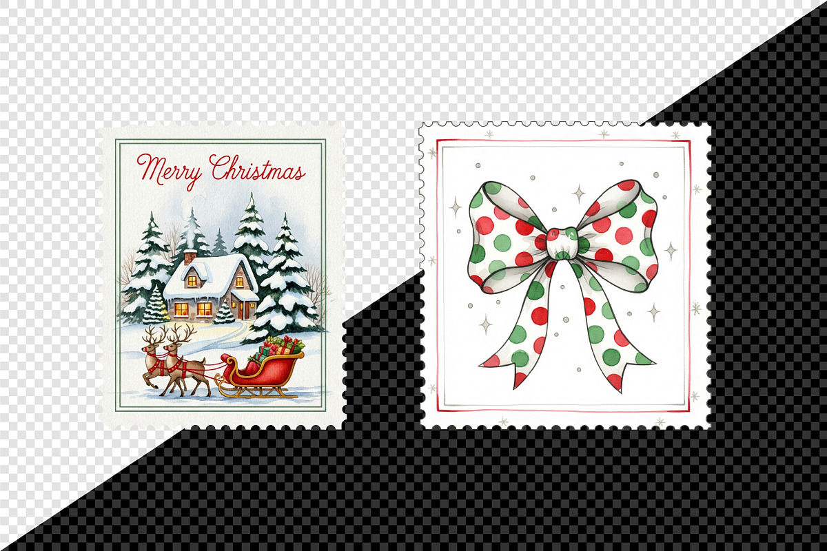 Christmas Postage Stamps PNG, an Illustration by Creative Art (Photo 4 of 8)
