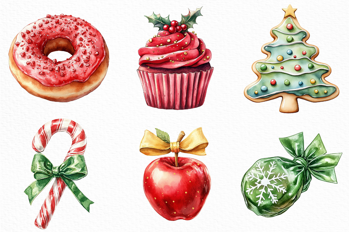 Watercolor Christmas Candy Clipart, an Illustration by Craft Nest (Photo 5 of 6)