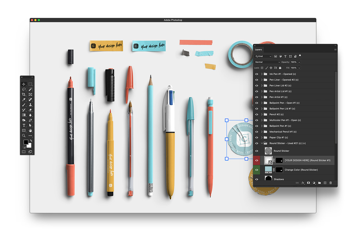 Saffron Markers & Washi Toolkit Pack, a Merchandise Mockup by Custom Scene (Photo 7 of 10)
