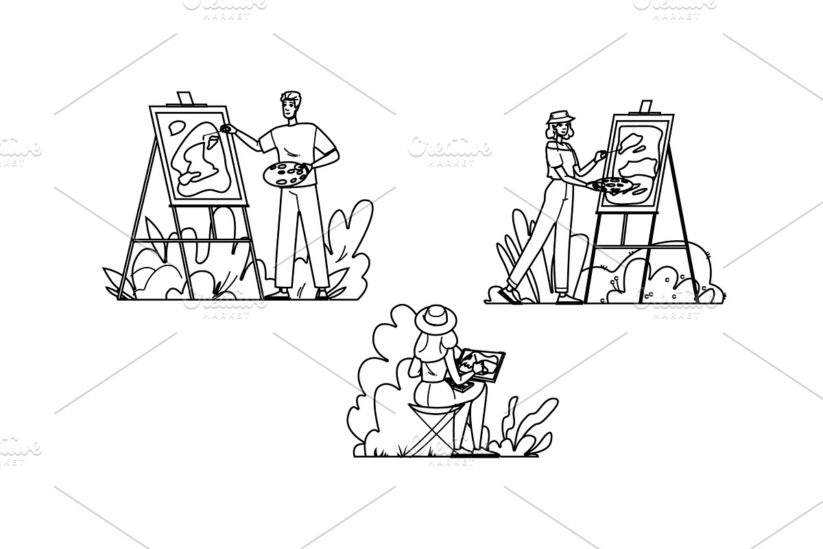 paint outdoor painting vector, a Person Illustration by pikepicture