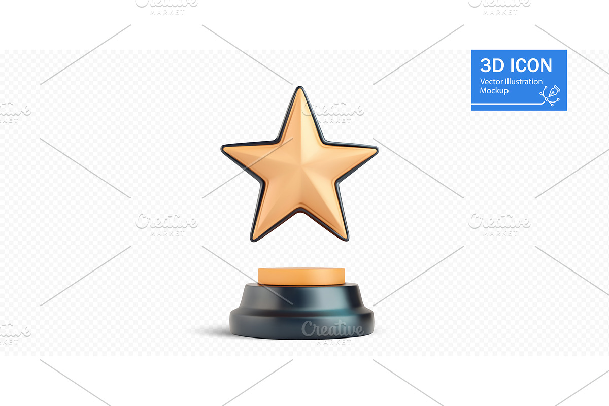 Golden star trophy displayed on a, an Object Illustration by ZinetroN