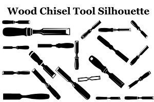 Wood Chisel Tool Silhouette Bundle, a Graphic by Gfx_Store
