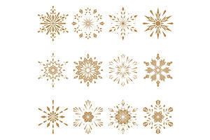 Snowflakes gold icon collection, an Outline Icon by RODINA
