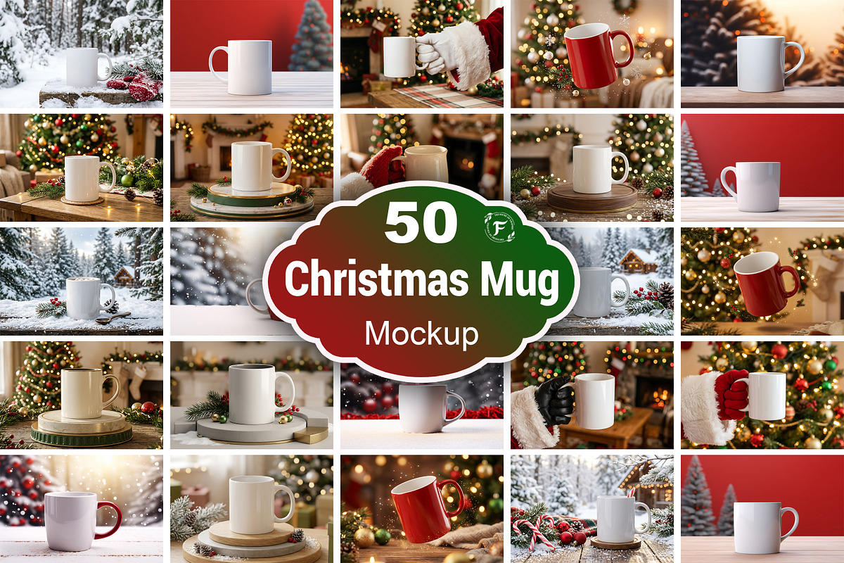 Christmas Mug Mockup, a Merchandise Mockup by Forhadx5 (Photo 1 of 4)