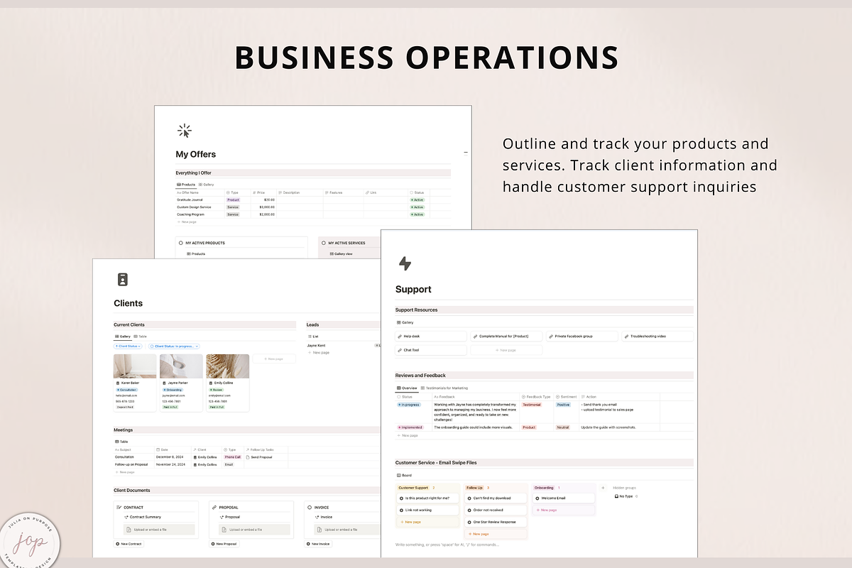 Notion PLR Template Business Planner, a Templates & Theme by Julia On Purpose (Photo 5 of 9)