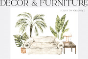 Watercolor Interior, decor & plants, a Decorative Illustration by Kate Macate (Thumbnail 3 of 10)