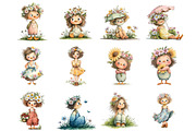 Whimsical Summer Girl Clipart, an Illustration by DreamArtGraphic (Thumbnail 2 of 4)