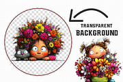 Quirky Girl and Cat Peeking Clipart, an Illustration by Libby Wishes (Thumbnail 4 of 6)