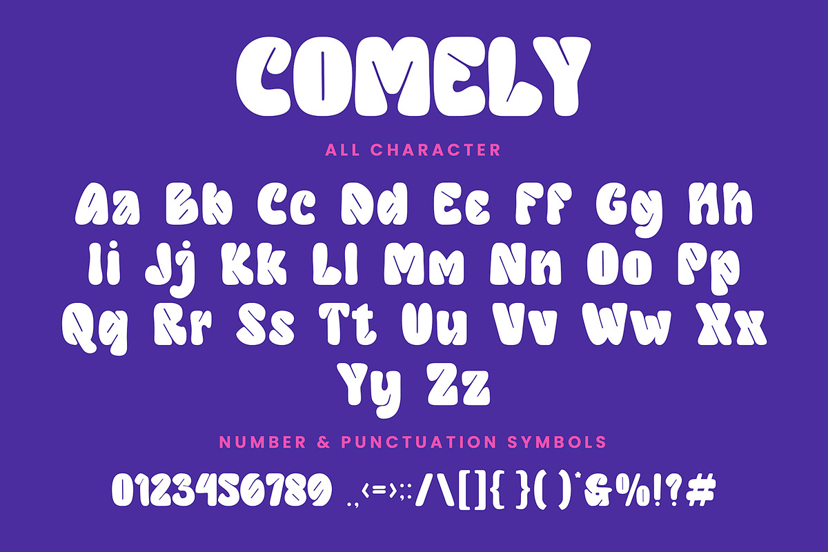 Comely - Bubble Display Font, a Script Font by AQR Studio (Photo 4 of 8)