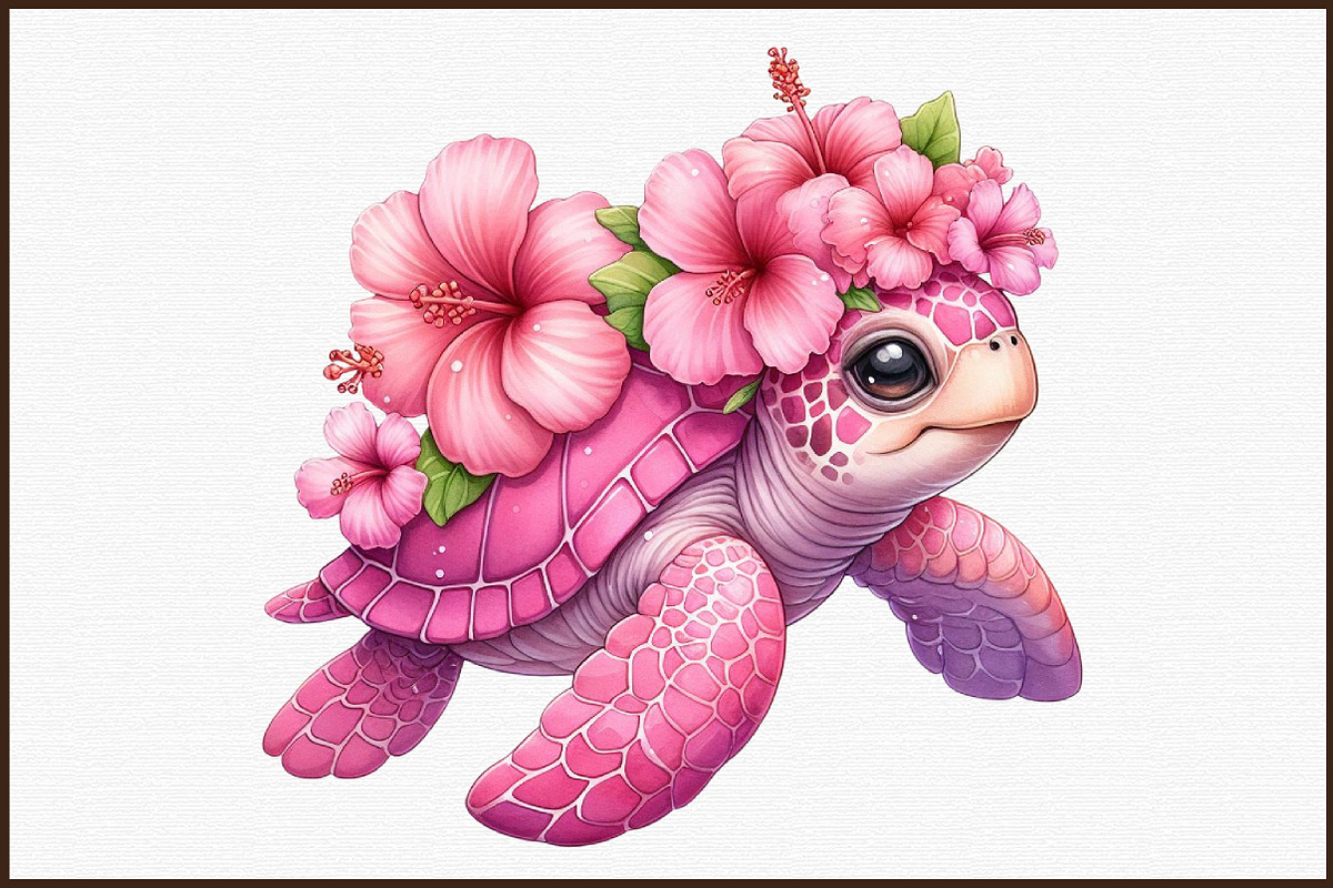 Pink Sea Turtle Clipart, an Illustration by Sublimation Artist (Photo 3 of 6)