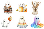 Cute Boho Fall Ghost Watercolor Clip, an Illustration by DreamArtGraphic (Thumbnail 3 of 5)