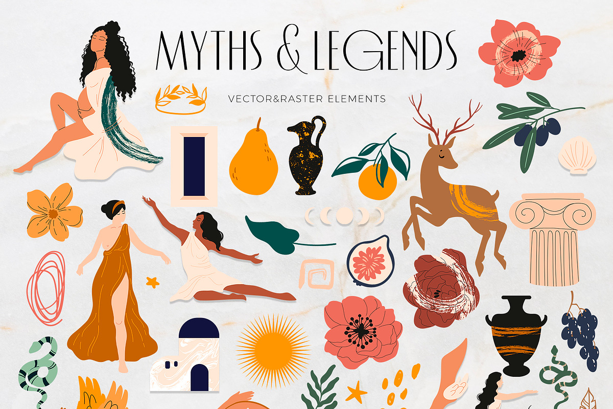 Antiq goddess modern design set, an Animal Illustration by Beauty Drops (Photo 3 of 10)
