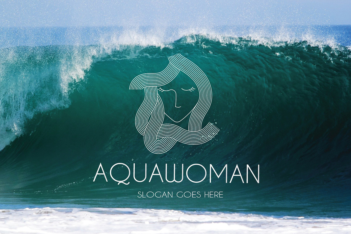 aqua woman logo minimalist elegant, a Branding & Logo Template by Mariyana (Photo 1 of 3)