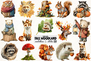 Watercolor Fall Woodland Clipart, an Illustration by Pixels.Craft (Thumbnail 1 of 7)
