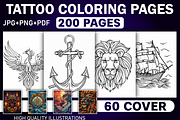 200 Tattoo Coloring Pages, a Decorative Illustration by Design Station (Thumbnail 1 of 3)