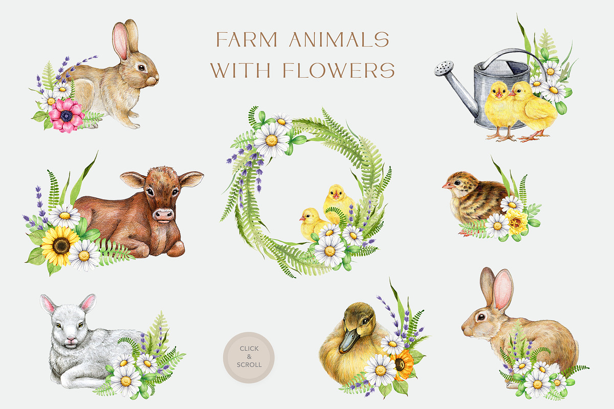 Farm Animals and Birds Clipart, an Animal Illustration by AnitaPol (Photo 8 of 19)