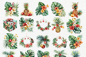 Tropical Christmas Watercolor Clipar