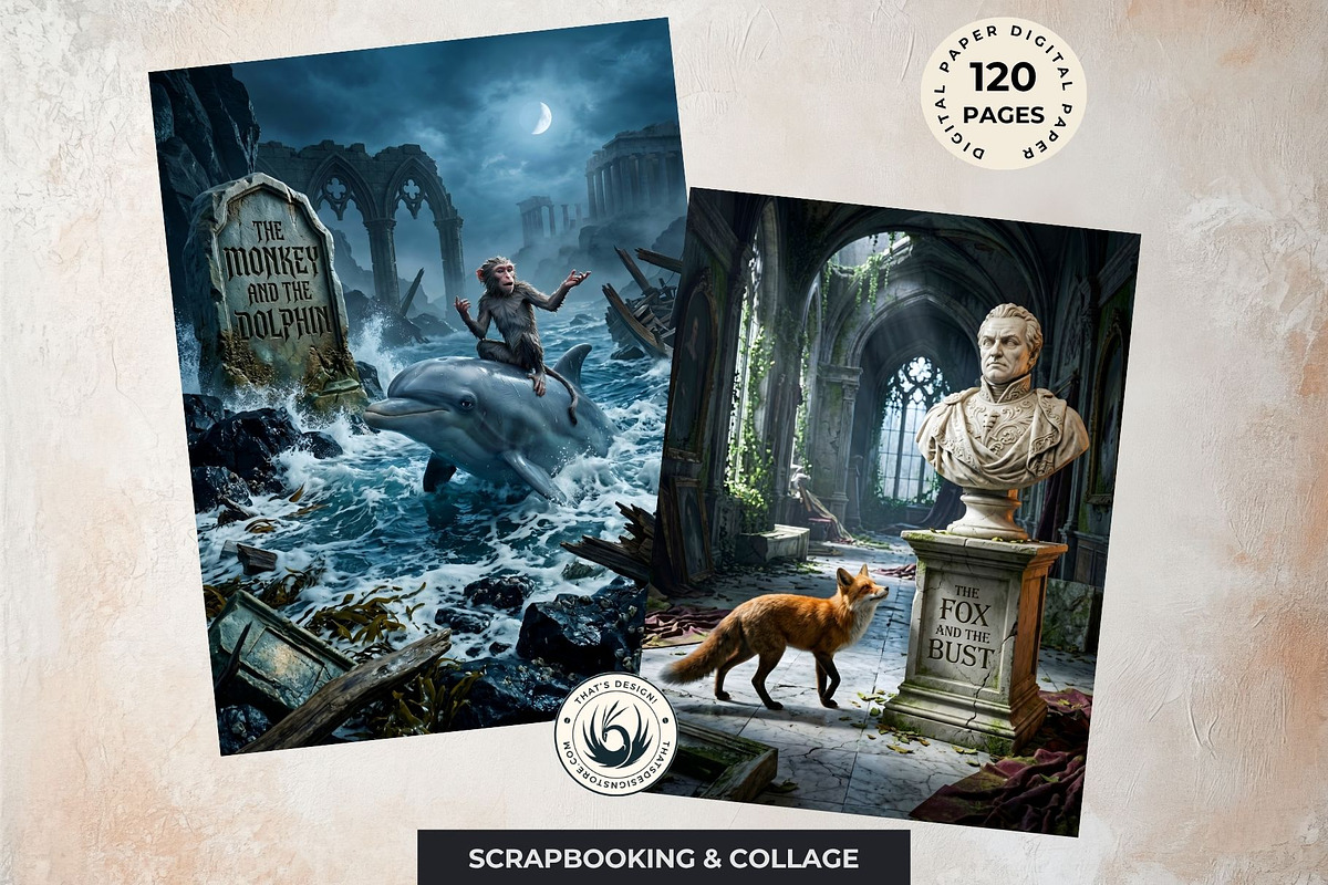 Jean De La Fontaine Fables Papers V1, an Education Illustration by ThatsDesignArt (Photo 12 of 16)