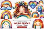 Cute Smiling Rainbow Watercolor Clip, an Illustration by RobertsArt (Thumbnail 1 of 7)