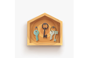 family wooden door key hanger on, an Object Illustration by IfH