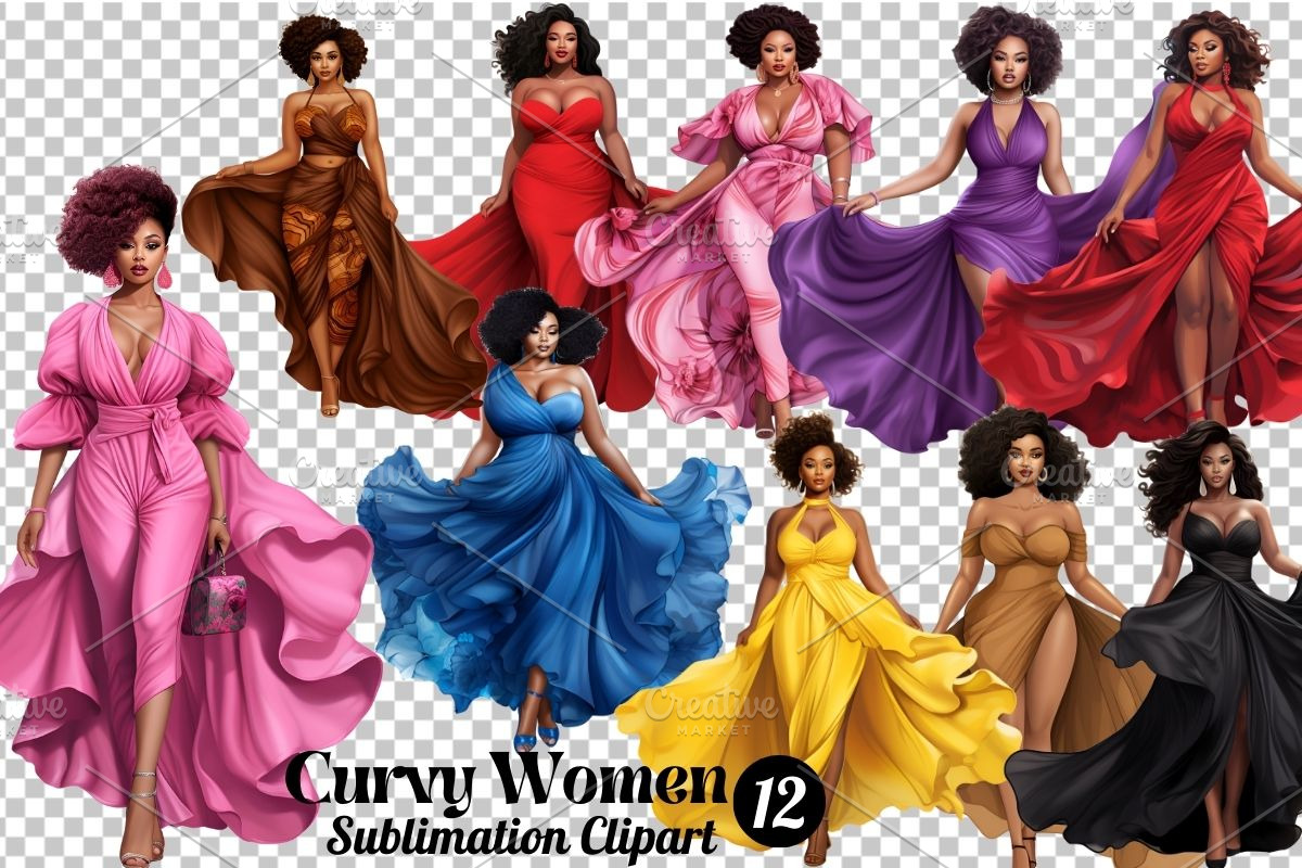 Curvy African Woman Clipart, a Person Illustration by Gloria Designed It (Photo 2 of 7)